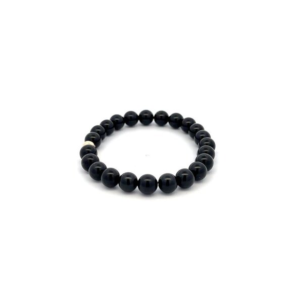 Natural Tourmaline Gemstones 6mm Stretchable Bracelet 18k Gold Bead Charm - Picture 3 of 5